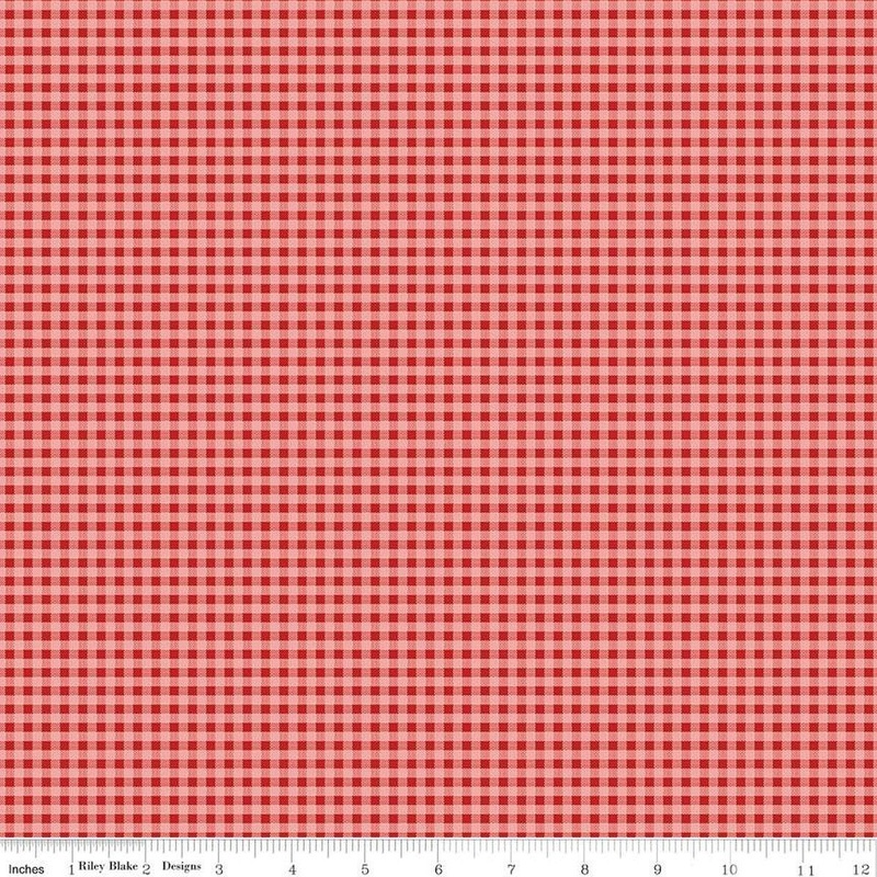 SALE Prairie Homespun C12308 Heirloom Coral - Riley Blake Designs - PRINTED Gingham Check Checks - Lori Holt - Quilting Cotton Fabric