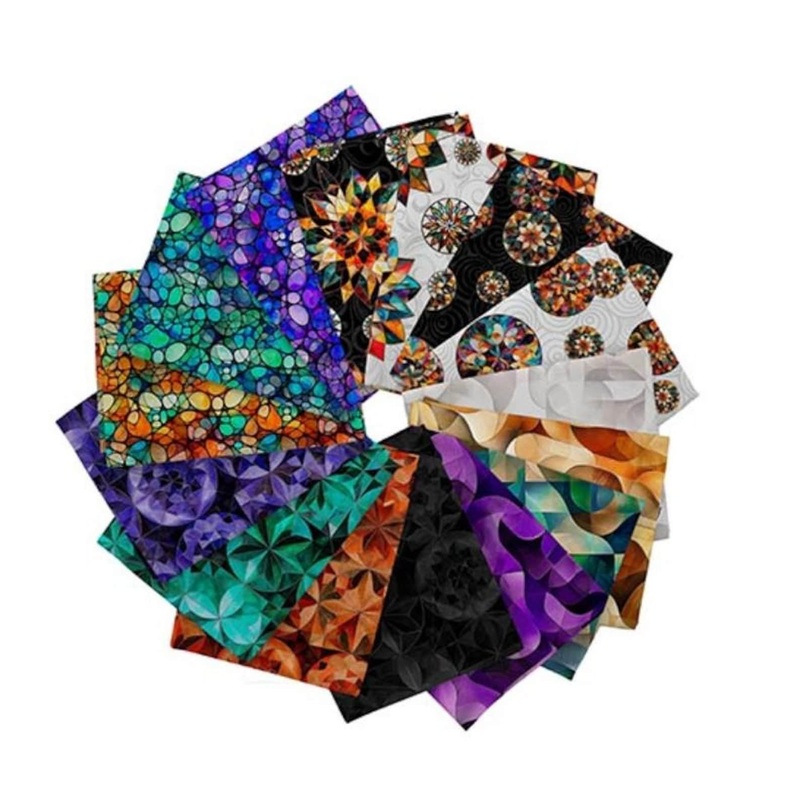 Solstice Kaleidoscope Fat Quarter Bundle 15-Piece - QT Fabrics - Precut - Geometric - Quilting Cotton Fabric