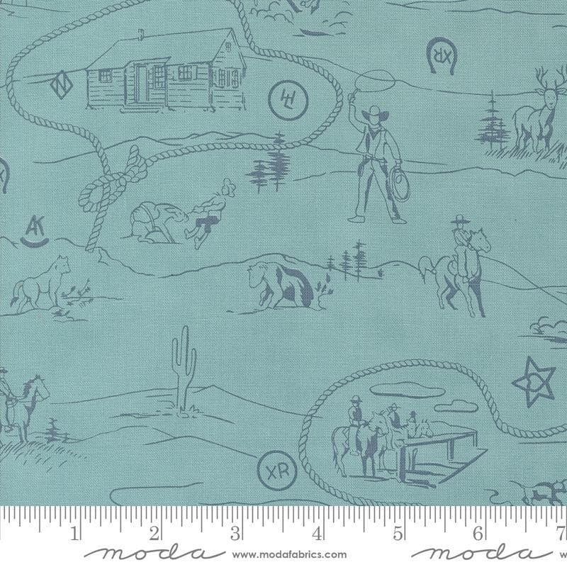 Saddle Ranch Westward Landscape 33795 Pond - Moda Fabrics - Cowboy Nature - Quilting Cotton Fabric