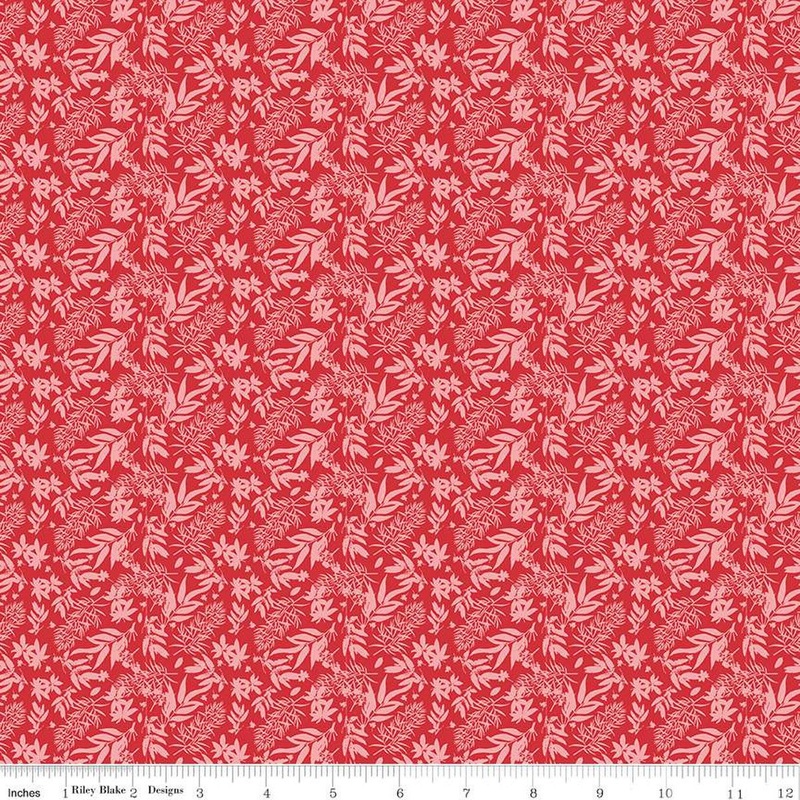 SALE Floral Gardens Leaves C14365 Red - Riley Blake Designs - Leaf Sprigs - Quilting Cotton Fabric