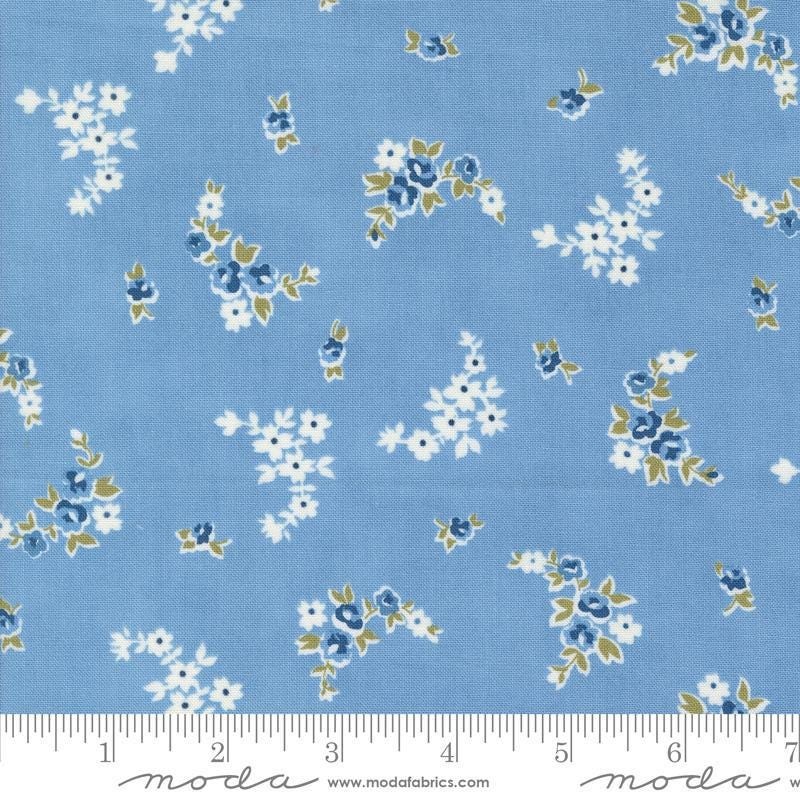 SALE Grand Haven Blooming Garlands 14983 Sky - Moda Fabrics - Small Blossoms Flower Floral - Quilting Cotton Fabric
