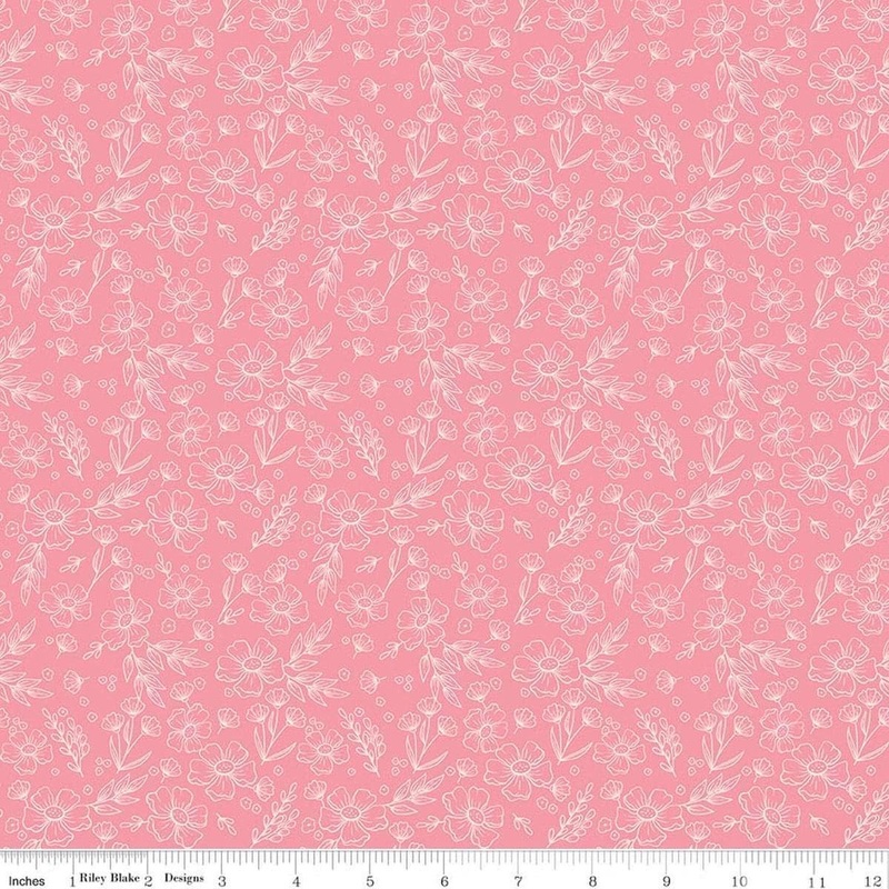 Sweet Pink Floral Pink Floral Fabric - C17411 - Riley Blake Quilting Cotton Fabric