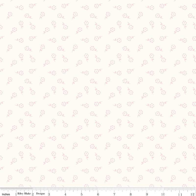 Sweet Pink Quilt Fabric - Dainty Floral in Cream - C17414-CREAM