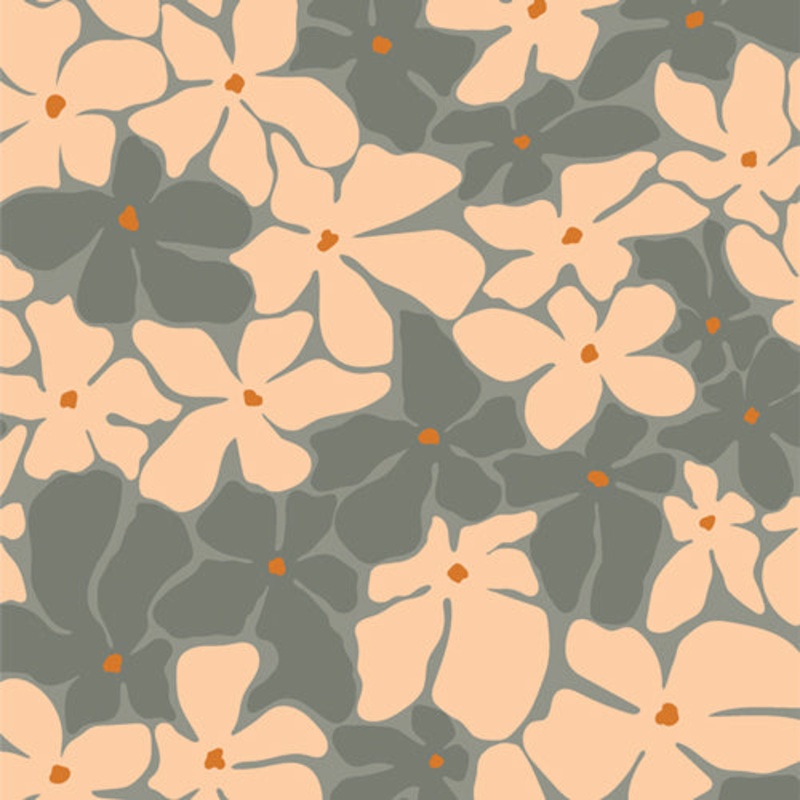Tangerine Quilt Fabric - Bloom Burst Sunset in Green/Orange - TAN69902