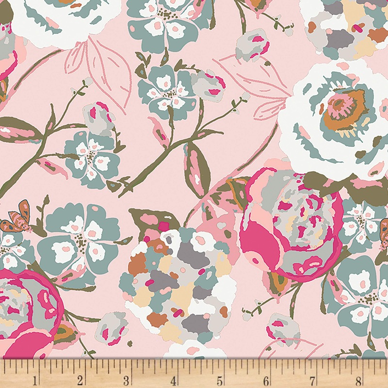 15" End of Bolt - DEAL KNIT Garden Rocket Bachelorette Fusions Floral Fabric - Art Gallery Jersey KNIT Cotton Stretch Fabric
