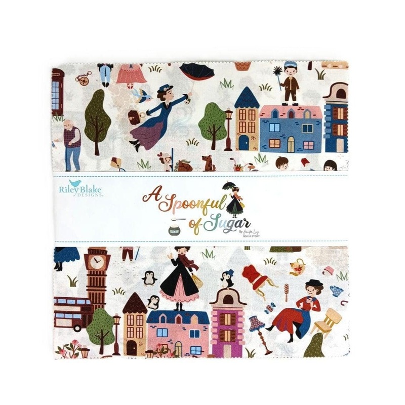 A Spoonful of Sugar 10" Stacker Mary Poppins Fabric - 10-17080-42 - 42 -Piece Precut - Riley Blake Quilting Cotton Fabric