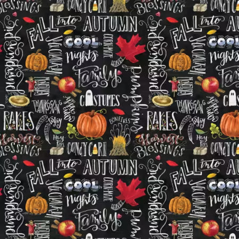 Beautiful Harvest Collage Word Slate # 16553B-11 by Shannon Roberts for Benartex Sold by the Half Yard