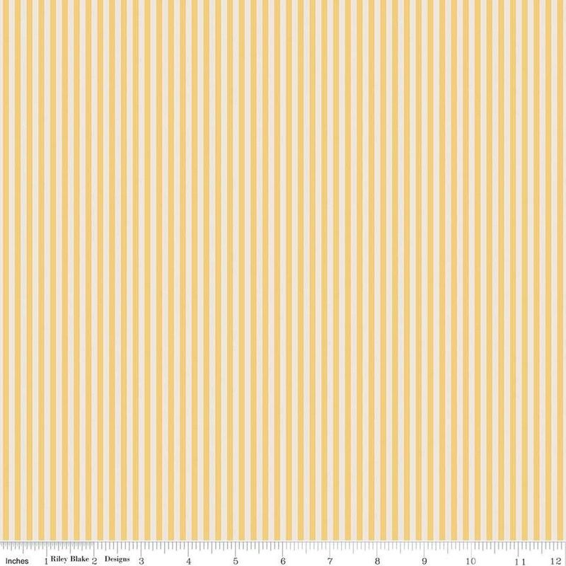 SALE 1/8 Eighth Inch Stripe on Ivory C505 Honey - Riley Blake Designs - Small Striped - Quilting Cotton Fabric