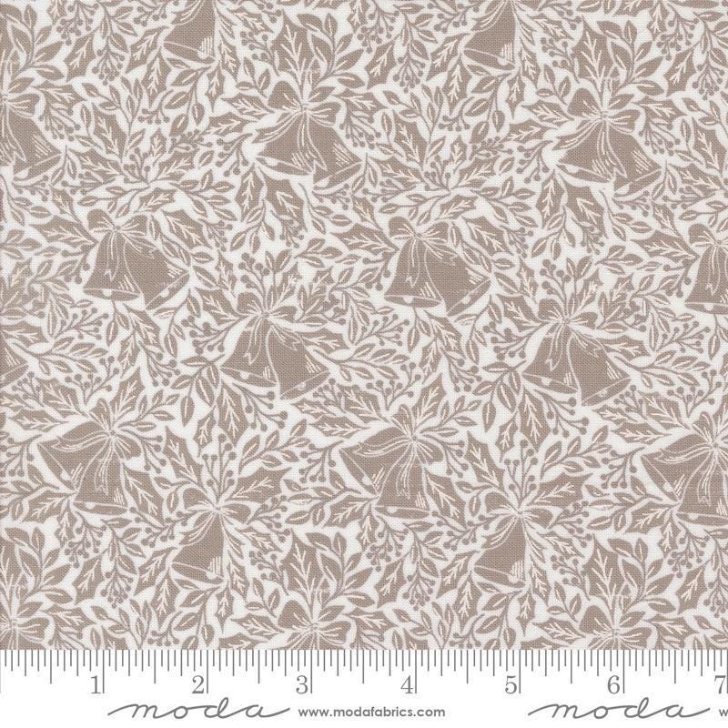 SALE Berry & Pine Bells 5242 Snow - Moda Fabrics - Christmas Bells Holly Leaves Leaf - Quilting Cotton Fabric