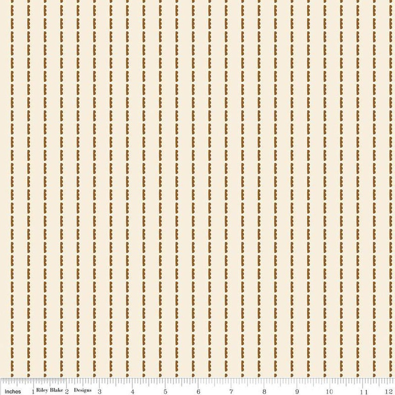 SALE Blush 'n Butterscotch Clouds C15595 Cream - Riley Blake Designs - Small Cloud Stripe Scalloped - Quilting Cotton Fabric