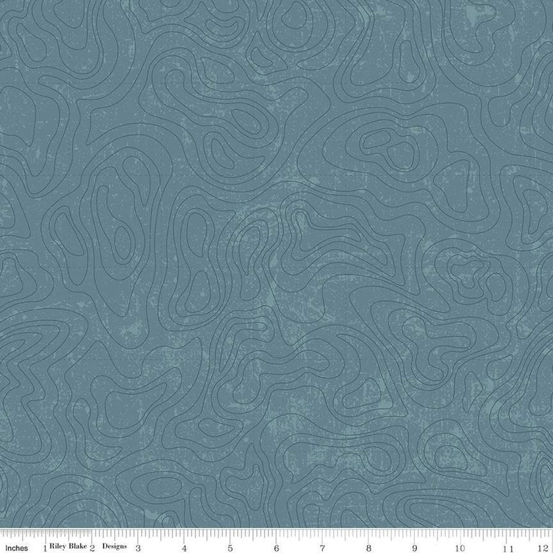 SALE National Parks Topographic Blue Tone-on-Tone Map Fabric C13293 - Riley Blake Quilting Cotton Fabric