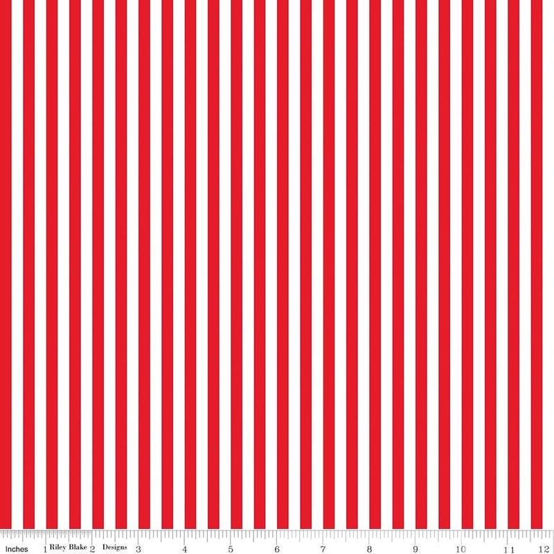SALE Red & White 1/4 Quarter Inch Stripe - Riley Blake Designs - Patriotic Independence - Quilting Cotton Fabric