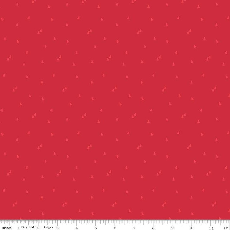 SALE Seasonal Basics Trees C654 Red - Riley Blake Designs - Christmas Pines Tone-on-Tone - Quilting Cotton Fabric