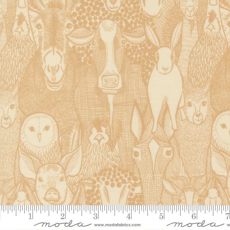 SALE The Henhouse Barnyard Hay Beige Farm Animal Fabric - 48431 - Moda Fabrics Quilting Cotton Fabric