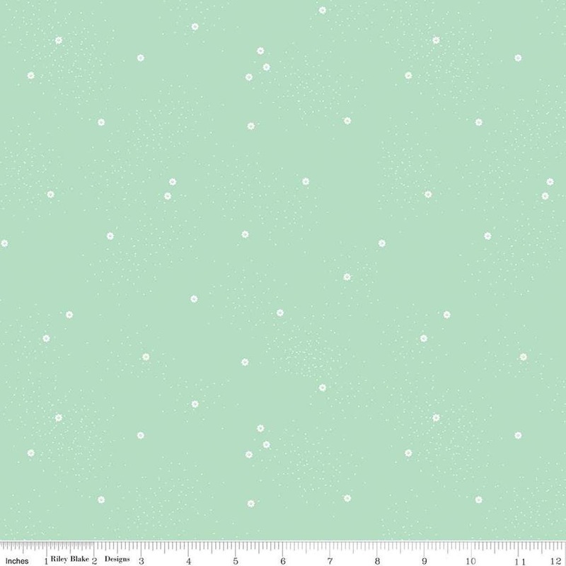 1 yard 14" End of Bolt - Dainty Daisy WIDEBACK WB665 Mint - Riley Blake Designs - 108" - Basic Dots - Quilting Cotton Fabric