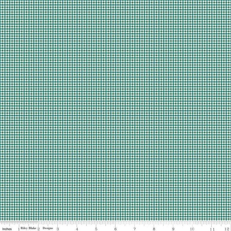 SALE Bee Plaids Harvest C12025 Jade - Riley Blake Designs - Small PRINTED Gingham Check - Lori Holt - Quilting Cotton Fabric