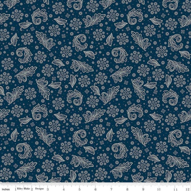 SALE Cheddar at Twilight Scarf C15162 Navy - Riley Blake Designs - Paisley Geometric - Quilting Cotton Fabric