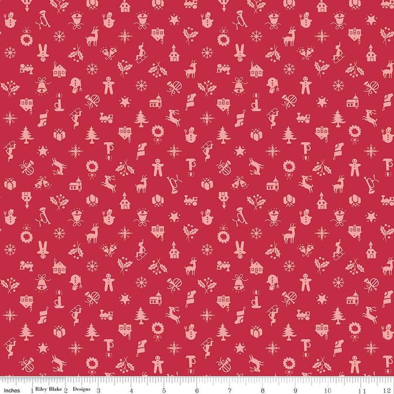 SALE Home Town Holiday Christmas C14907 Berry - Riley Blake Designs - Christmas - Lori Holt - Quilting Cotton Fabric