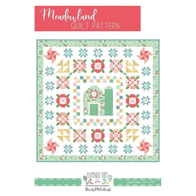 SALE Meadowland Quilt PATTERN P138 - Beverly McCullough - Riley Blake Design - INSTRUCTIONS Only - Pieced Barn Flowers Stars Pinwheels