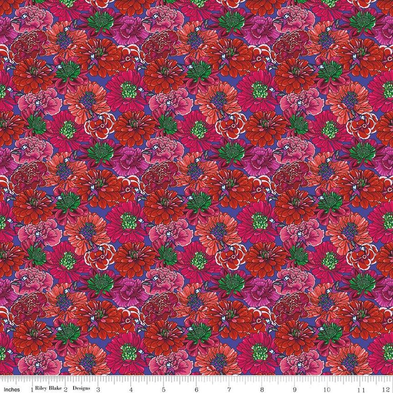 Botanic Blast Floral C15548 Purple - Riley Blake Designs - Blossoms Flowers - Quilting Cotton Fabric