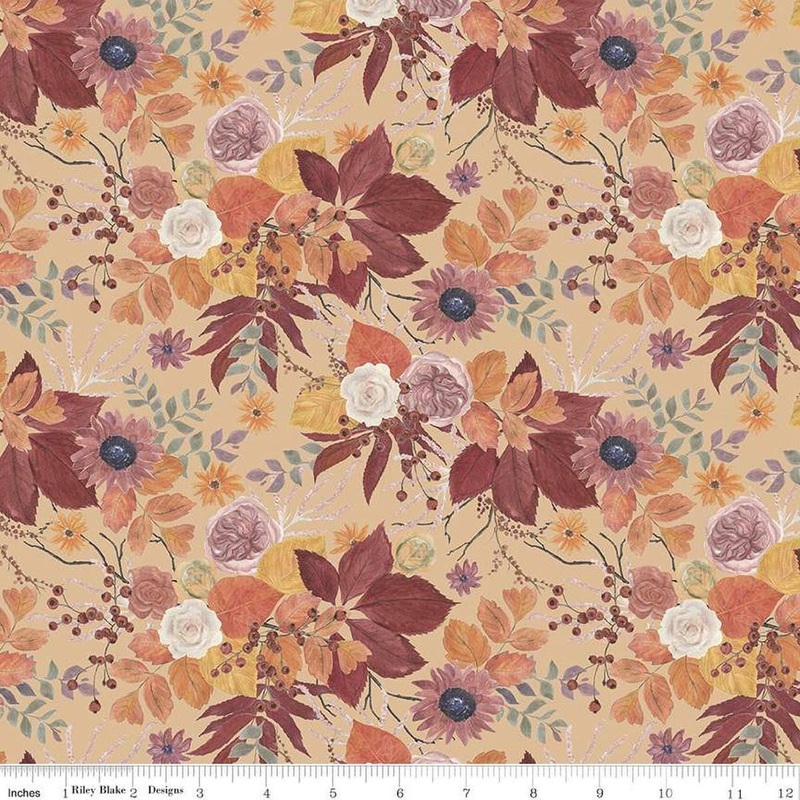 SALE Evening on the Prairie Main CD16740 Beige - Riley Blake Designs - DIGITALLY PRINTED - Flowers - Quilting Cotton Fabric