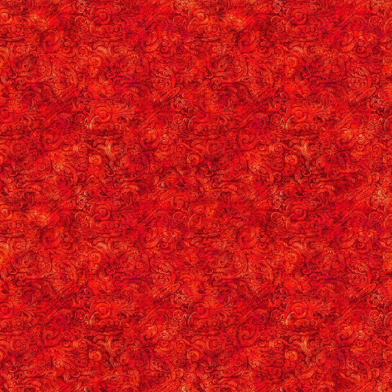 SALE Festivus Festivus Blender 31157 Tomato RO - QT Fabrics - Filigree Scroll Abstract Swirl Lines - Quilting Cotton Fabric