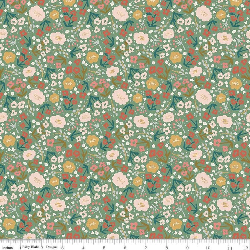 SALE Ivy Reese Flower Green - Riley Blake Designs - Quilting Cotton Fabric
