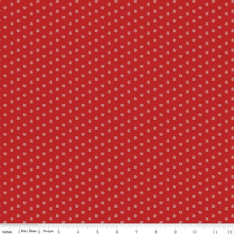 SALE Prairie Keepsake C12317 Schoolhouse Red - Riley Blake Designs - Floral Flowers - Lori Holt - Quilting Cotton Fabric