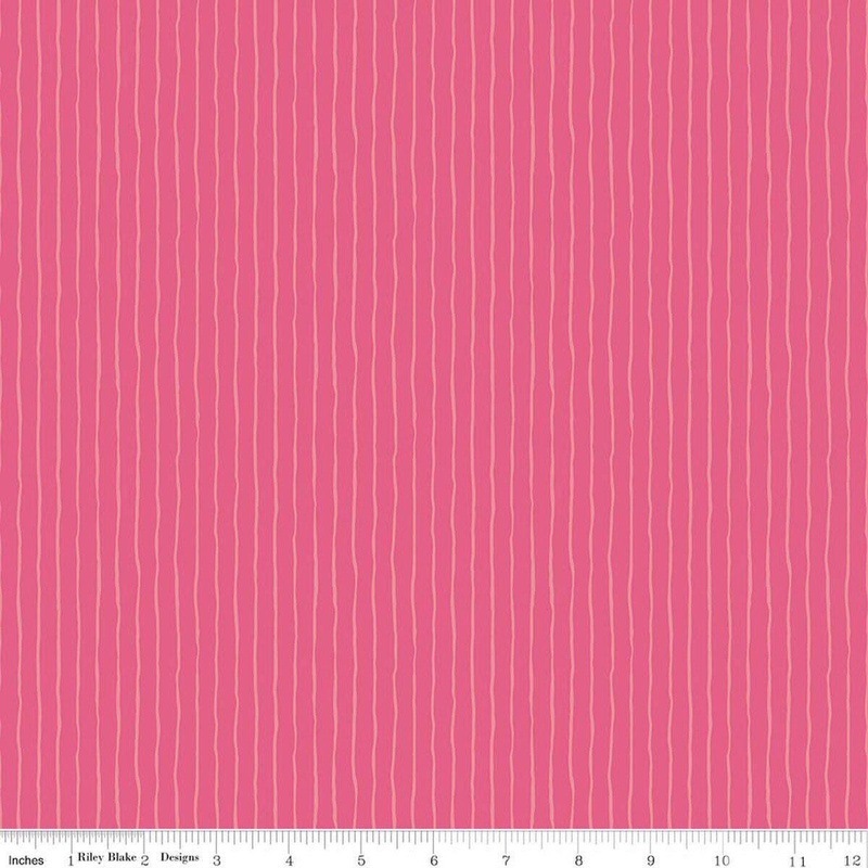 Virginia Rose Wavy Stripe C17326 Pink - Riley Blake Designs - Thin Lines Squiggles Stripes - Quilting Cotton Fabric