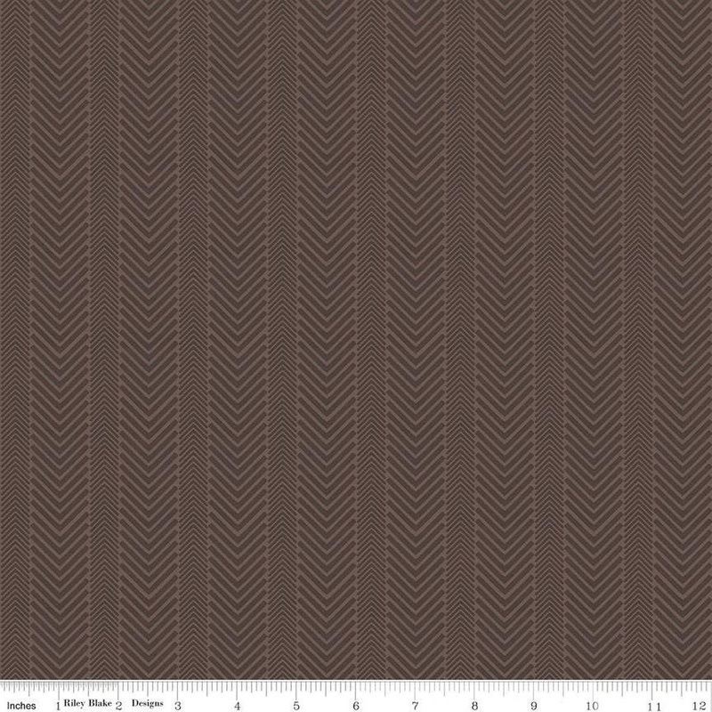 Wake at the Lake Herringbone C14893 Brown - Riley Blake Designs - Tone-on-Tone - Quilting Cotton Fabric