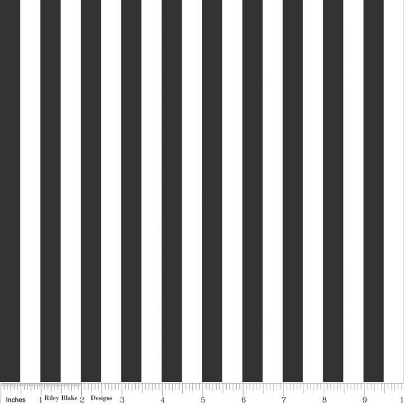 SALE Black & White 1/2 Half Inch Stripe - Riley Blake Designs - Stripes - Quilting Cotton Fabric