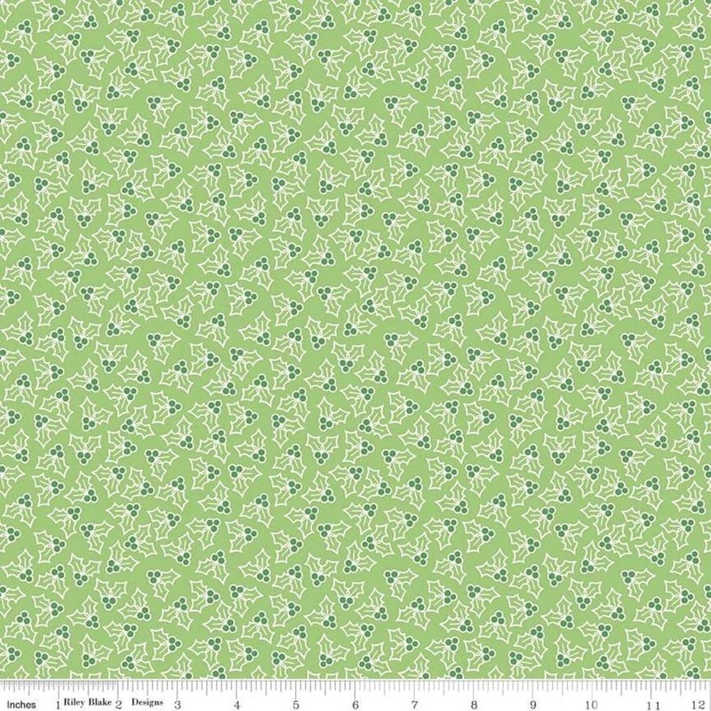 SALE Cozy Christmas Holly C7973 Green - Riley Blake Designs - Lori Holt - Tossed Berries - Quilting Cotton Fabric