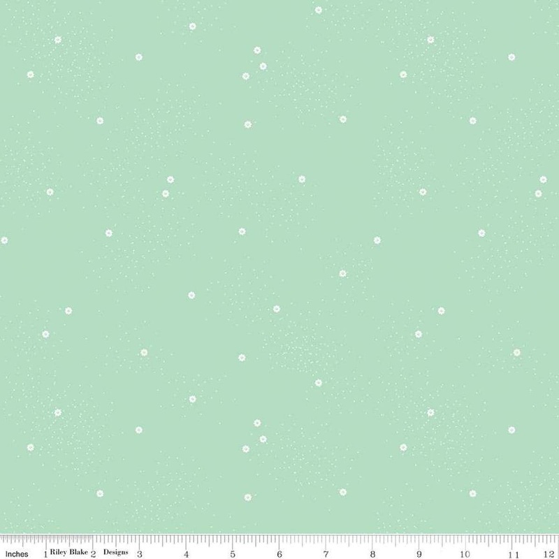 1 yard 9" End of Bolt - Dainty Daisy WIDEBACK WB665 Mint - Riley Blake Designs - 108" - Basic Dots - Quilting Cotton Fabric