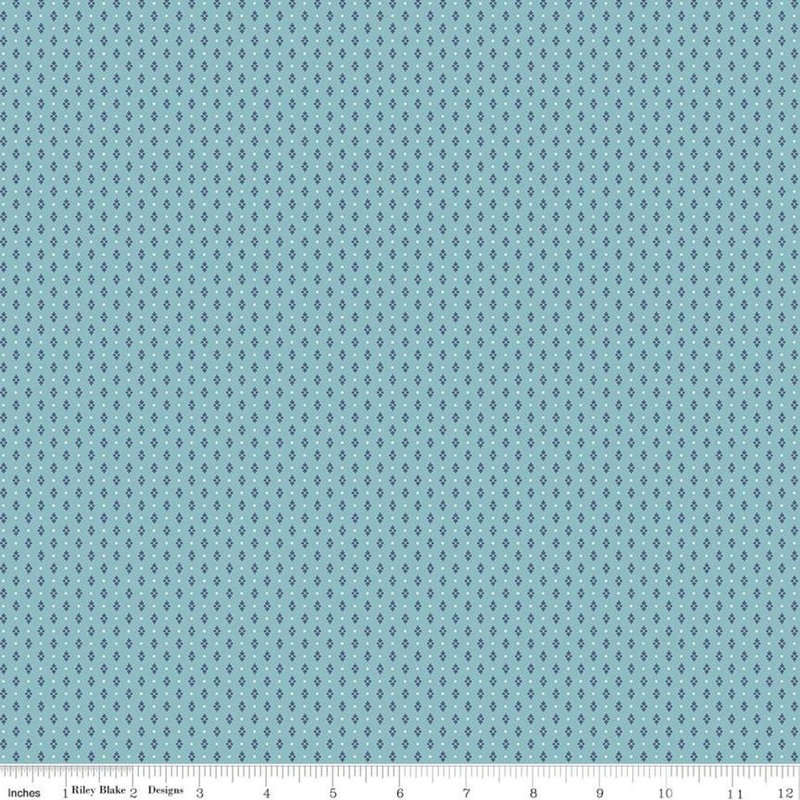 24" End of Bolt Piece SALE Notting Hill Diamonds C10205 Bear Lake - Riley Blake Designs - Geometric Dots Diamond Blue-Quilting Cotton Fabric
