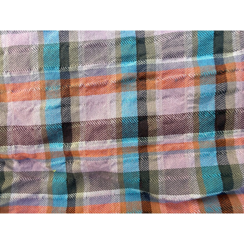 Purple Orange Blue Plaid Cotton Seersucker Texture Woven "Purple Valentine"