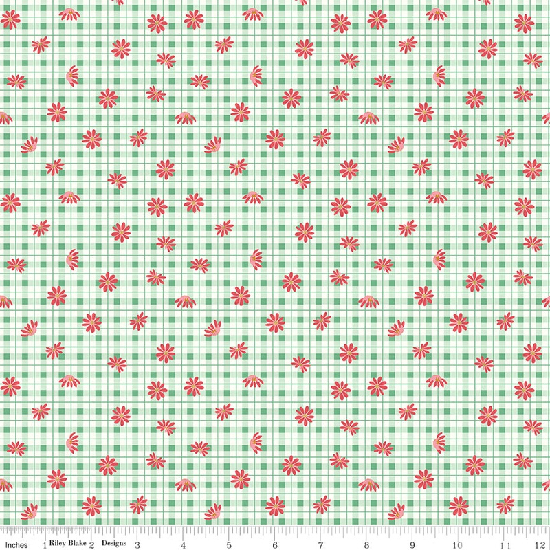 Sweet Acres Alpine Floral Gingham Yardage by Beverly McCullough for Riley Blake Designs