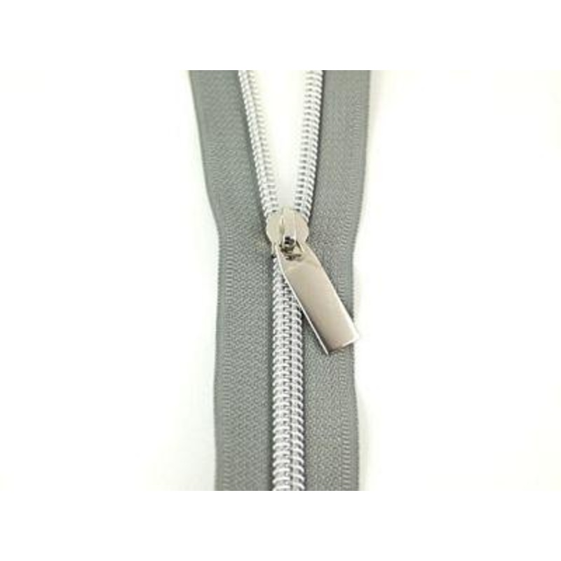 Zipper by the Yard-Grey Tape/Nickel Finish