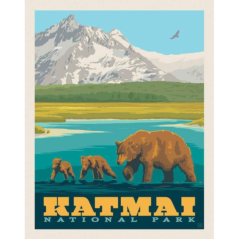 SALE Alaska Katmai National Park Poster Panel - Riley Blake Designs - DIGITALLY PRINTED - Animal - Quilting Cotton Fabric - Licensed Product