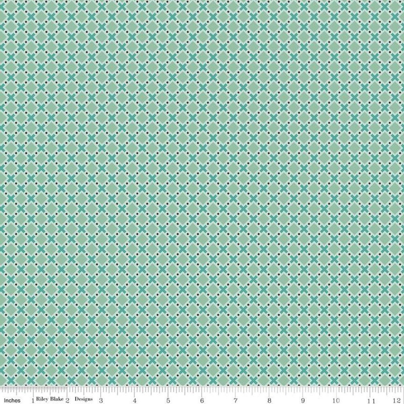SALE Bee Plaids Orchard C12023 Sea Glass - Riley Blake Designs - Diagonal Plaid - Lori Holt - Quilting Cotton Fabric
