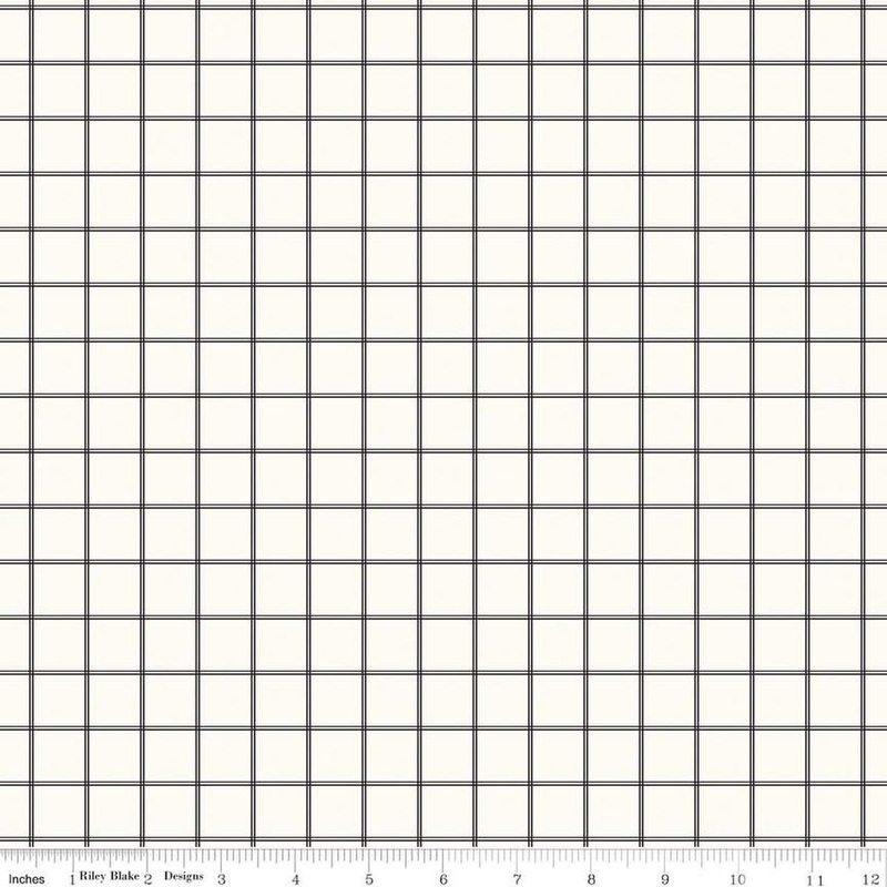 SALE Midnight Meadow Grid C15326 Cream - Riley Blake Designs - Large Plaid Stripes - Quilting Cotton Fabric