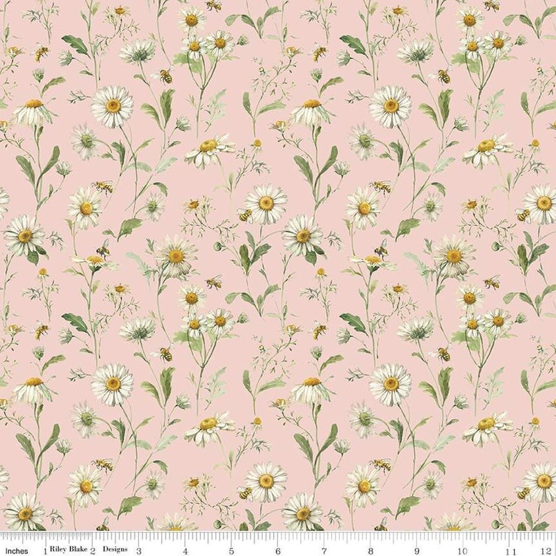SALE Love Me More Daisies CD15633 Blush - Riley Blake Designs - DIGITALLY PRINTED - Flowers Floral Blossoms - Quilting Cotton Fabric