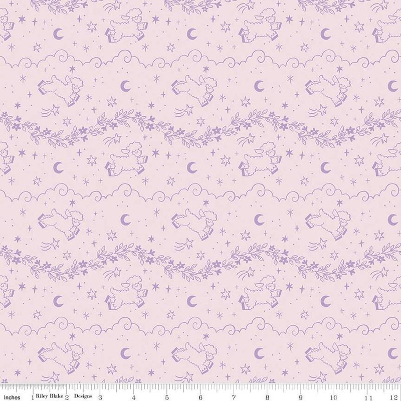 Twinkle Little Star Counting Sheep C16301 Pink - Riley Blake Designs - Tonal Sheep Stars Moons Sky - Quilting Cotton Fabric
