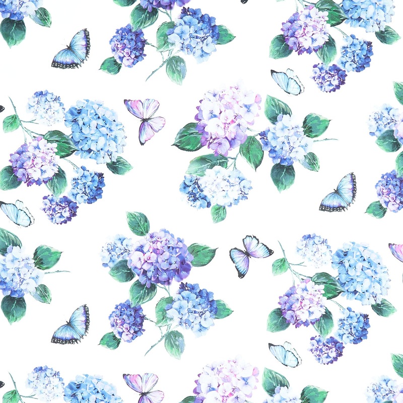Rhapsody in Blue - Hydrangea Toss White Multi Yardage