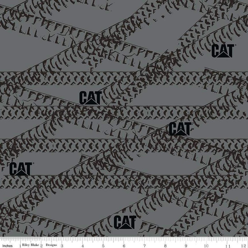 SALE Caterpillar 100 Years Tracks C16723 Gray - Riley Blake Designs - CAT Tonal Tire - Quilting Cotton Fabric - Licensed Product