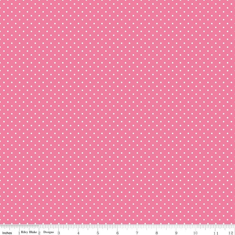 SALE White on Hot Pink Flat Swiss Dots - Riley Blake Designs - Polka Dot - Quilting Cotton Fabric