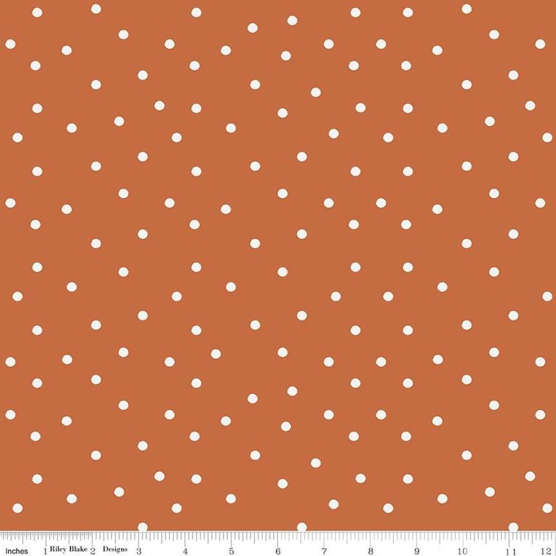 Sunflower Whispers Dots C16673 Pumpkin - Riley Blake Designs - Spots Lines Scattered - Quilting Cotton Fabric