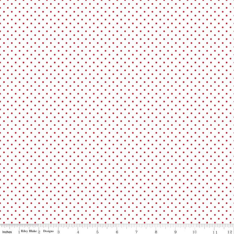 Swiss Dot Red on White Yardage by Riley Blake Designs