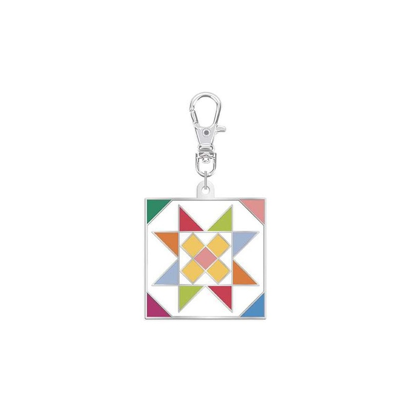 SALE Star Quilty Charm ST-40974 - Riley Blake Designs - RBD Designers - Metal Zipper Pull Keychain Key Fob - Approximately 1 1/4" x 1 1/2"