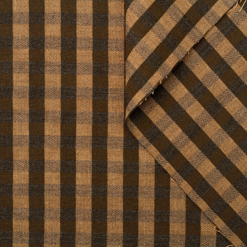 T22A01832 | Wool & Cotton Gingham Suiting Tobacco Brown