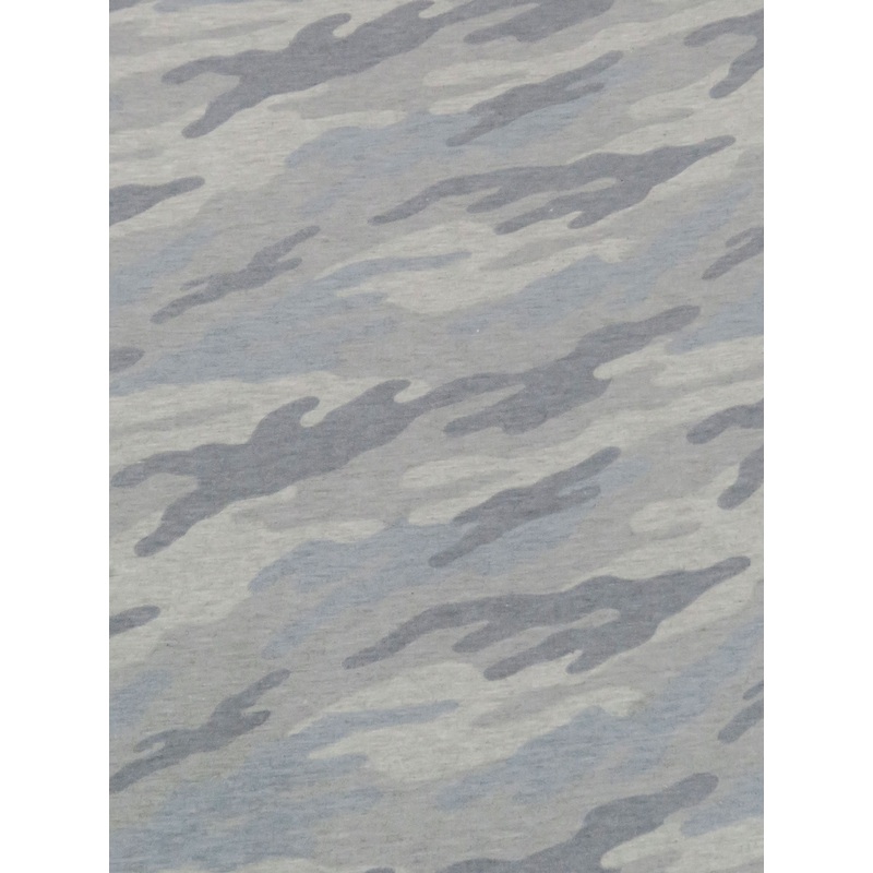 Pewter Gray/Tungsten Gray/Muted Misty Blue/Multi Polyester/Lycra Heathered Camouflage Print French Terry Knit 60W